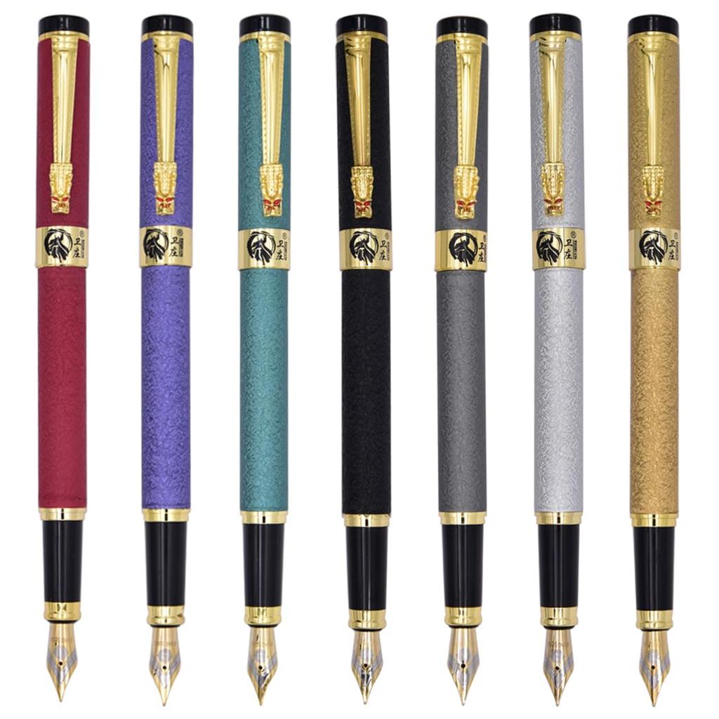 Ranvi Golden Dragon Red Crystal Eyes Fountain Gift Pen with Fine Mixed 7 Pens Pen, Converter, Nib, Colors,