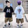 Boys'  Clothing Set Summer Teenager Short Sleeve Clothes Suit Letter Print T-shirt Shorts 2Pcs Casual Outfits Child Clothing