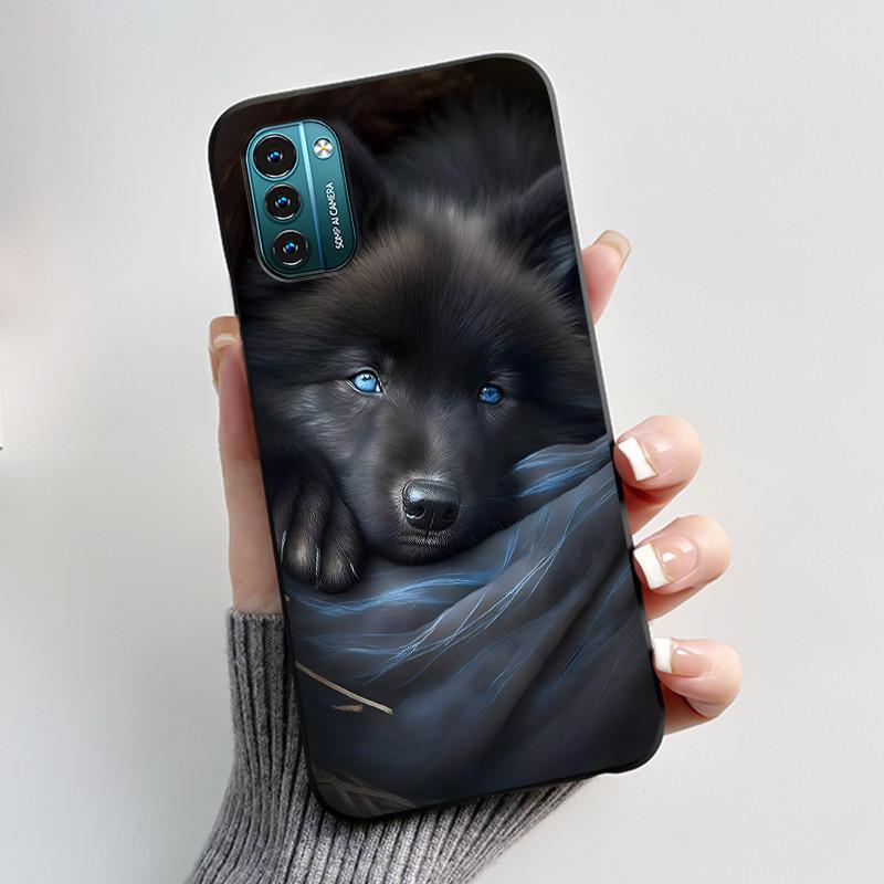 For Nokia G21 G11 Plus Case Cute Love Rabbit Cartoon Black TPU Silicone Soft Cover For NokiaG21 G 11 G11Plus Bumper Phone Case