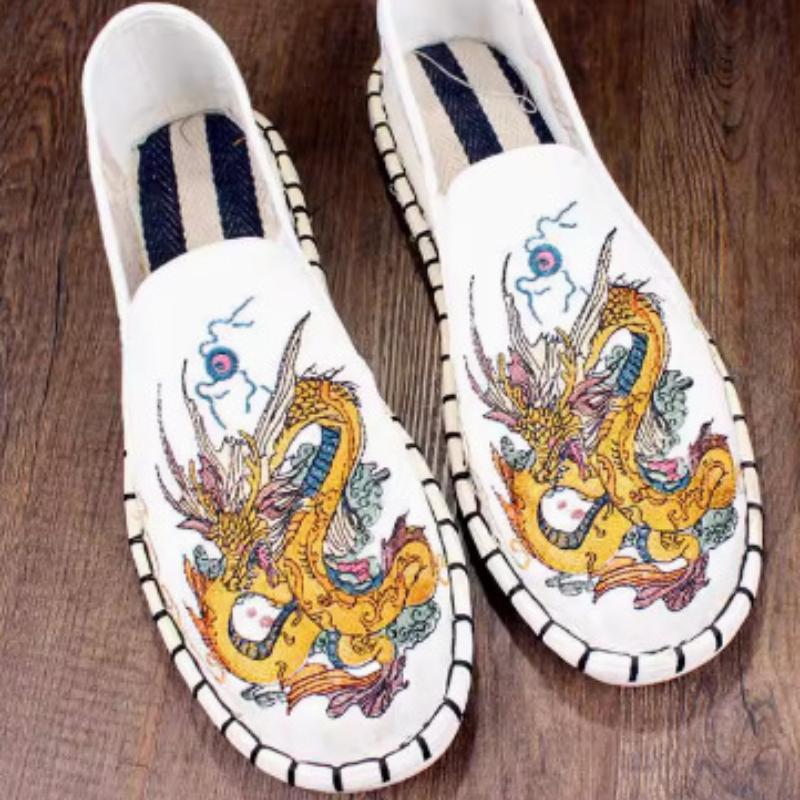 

Order A Size Up Hand Embroidered Old Beijing Cloth Shoes Canvas Shoes Couple Casual Shoes 37 слонова кістка