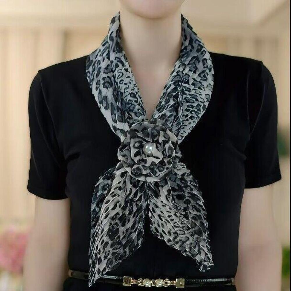 1Pc New Rose Collar Silk Scarf Women'S Fashion Versatile Neck Protection Warm Scarf Travel Women'S Small Silk Scarf