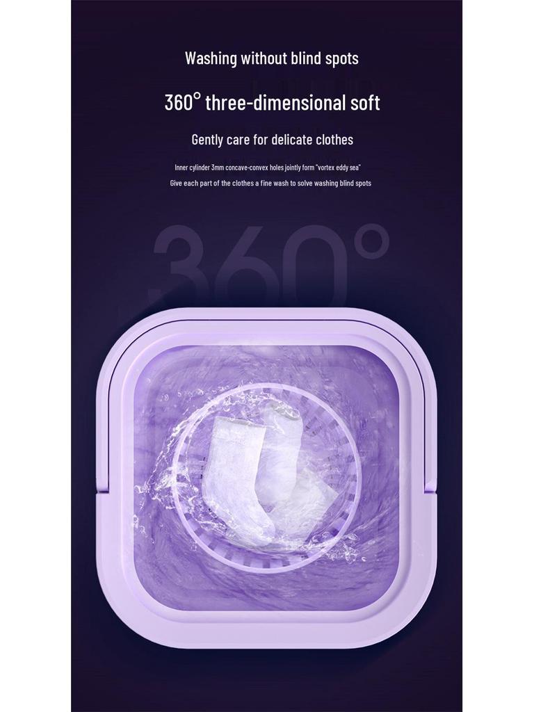 Mașină de spălat compactă pliabilă: Spălare și Centrifugare de Capacitate Mare pentru Spații Mici. Ideal pentru Lenjerie Intimă, Șosete, Haine de Bebeluș, Cămine Studențești și Case.