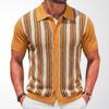 Camicie a Maniche Corte in Maglia da Uomo Casual Traspiranti a Bottoni con Colletto a Righe Top per Vacanze Estive Vintage in Maglia Camicie da Golf da Spiaggia Top per Uomo