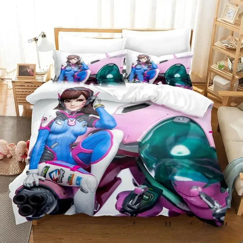 New Anime Dva Overwatch Bedding Set Duvet Cover Comforter Quilt Pillowcase King Queen Twin Size for Boys Girls Adults