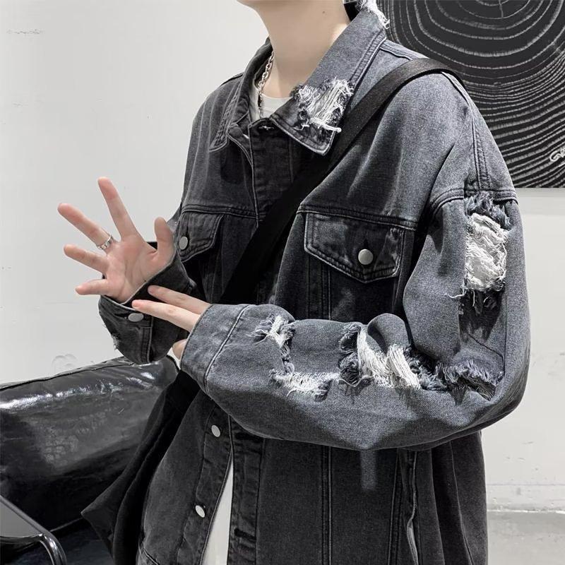 2025 New Retro Denim Jacket Men's Tide Autumn Korean Version Trend Versatile Handsome Hong Kong Style Casual Jacket