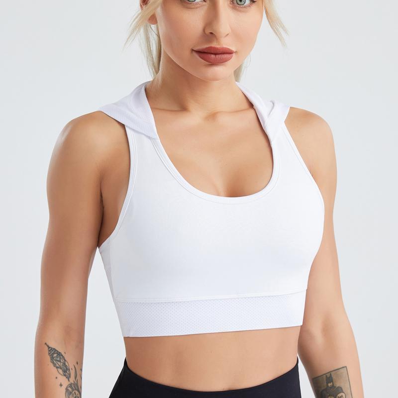 Dámské tílko s kapucí, fitness cvičení na jógu, běh, rychlé schnutí, prodyšné tričko