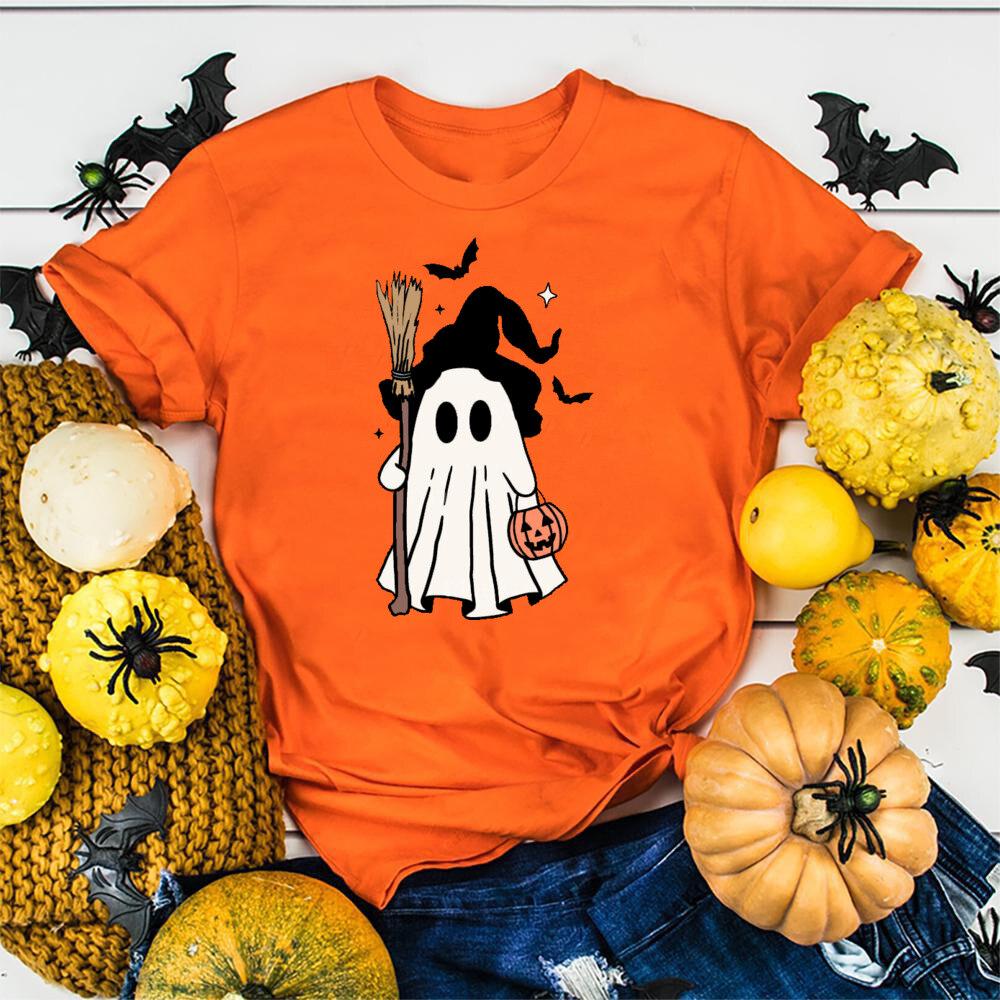 Halloween Unisexs Shirt Cute Halloween Ghost Shirt Halloween Party ShirtUnisex Summer Round Neck Tee Shirt Femme TShirts