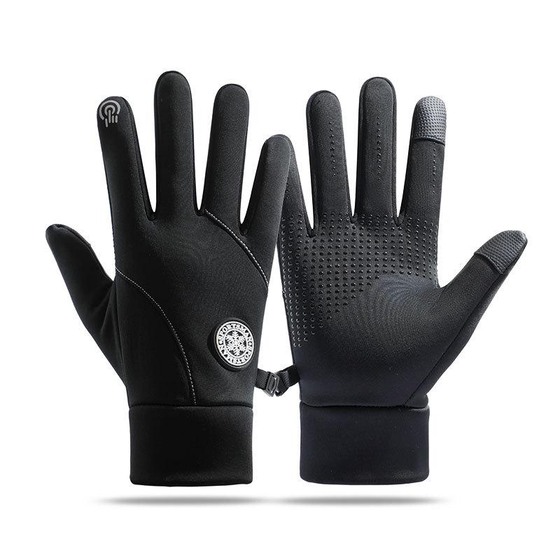 Cycling Gloves Men's Winter Outdoor Touch Screen Windproof Cold Warm Waterproof Cycling Sports Full Finger Velvet Anti-slip Hand
