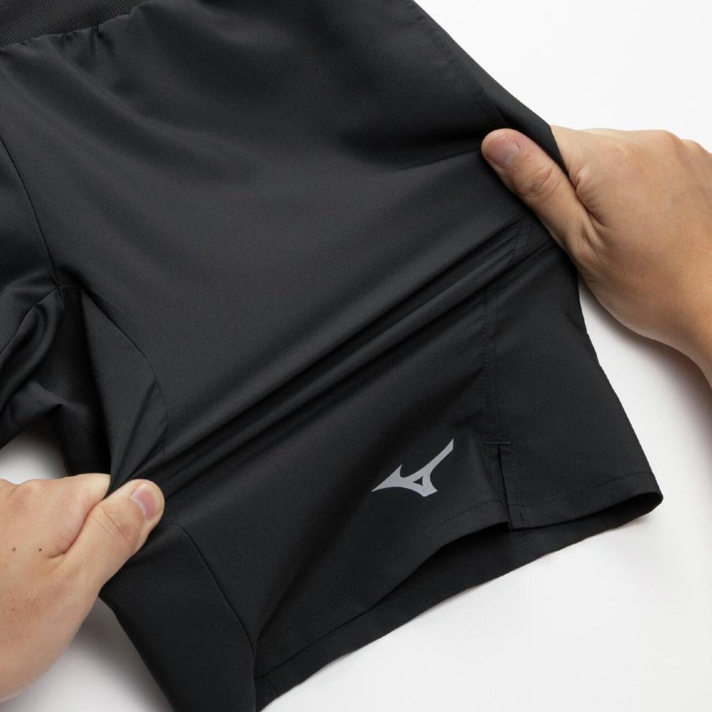 Mizuno Running Black Half-Length Shorts, Multi-Pocket Pants, 9-Inch, 360-Degree Pockets,