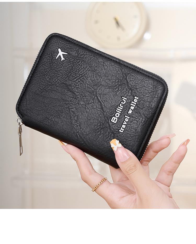 RFID Passport and Ticket Holder with Zipper - Unisex Travel Document Organizer