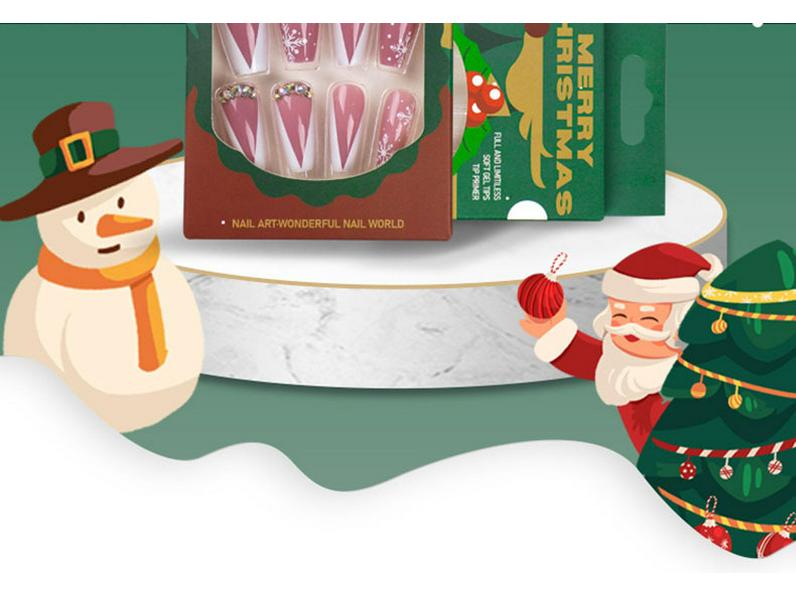 European & American Christmas Press-On False Nails Set