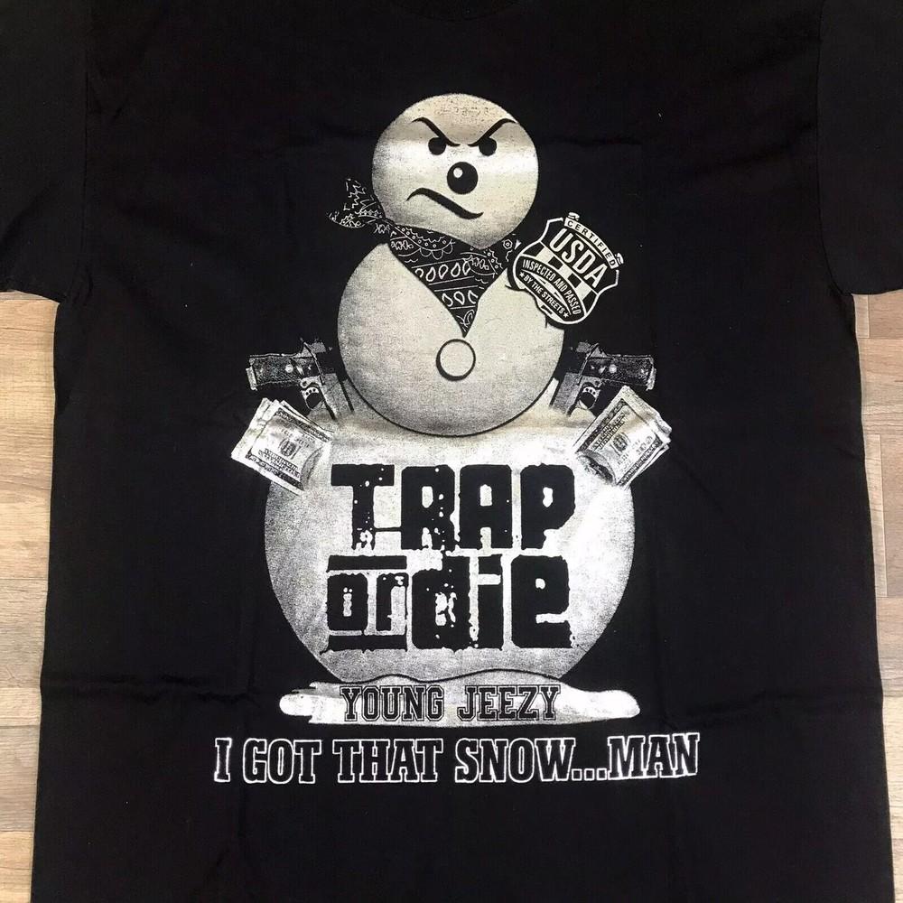 Vintage Young Jeezy Da Snowman Trap or Die Black Men T-Shirt All Sizes Unisex T-Shirt L