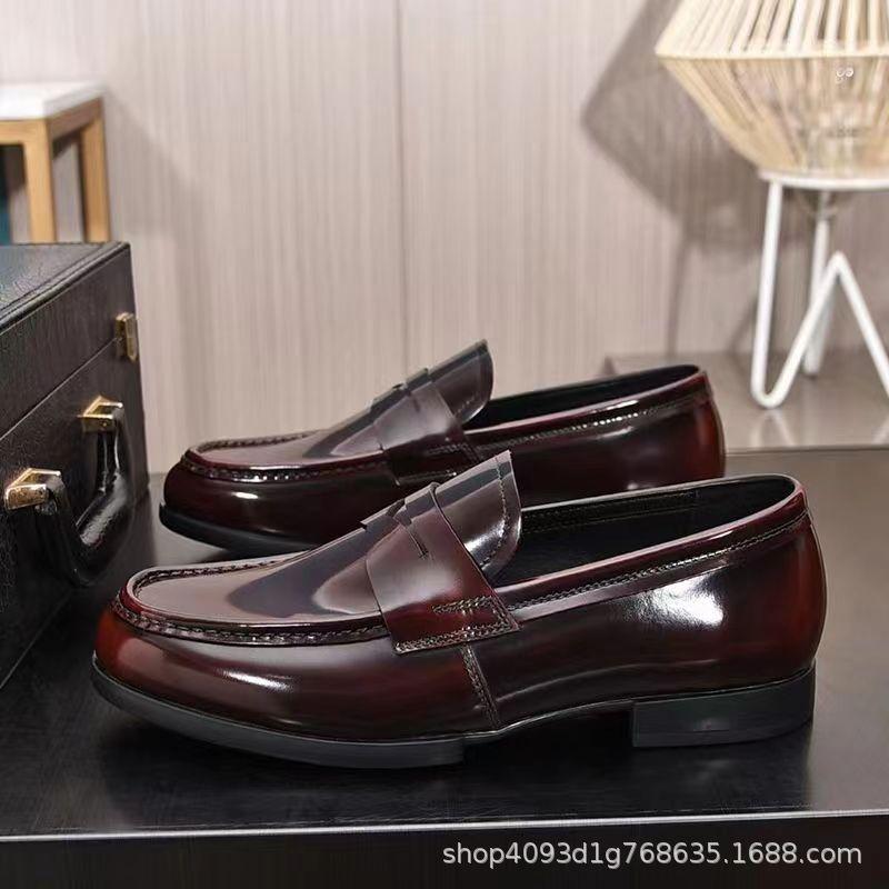 Open-edged beads, one-pedal breathable driving, spring beanie shoes, men's genuine leather, business British casual loafers, small leather shoes