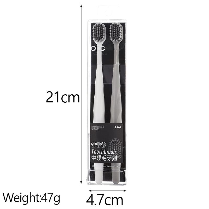 2PCS Random Medium Hard Bristled Adult Home Couple Toothbrush Wide Head Cleaning Toothbrush Man Travel Teeth Oral Care Set