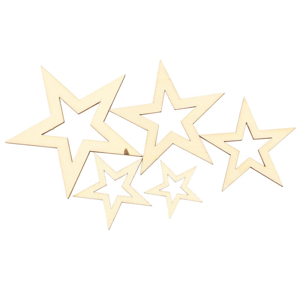 205pcs Assorted Size Wooden Stars Unfinished Blank Wooden Stars Ornaments for Art Craft Wedding Party