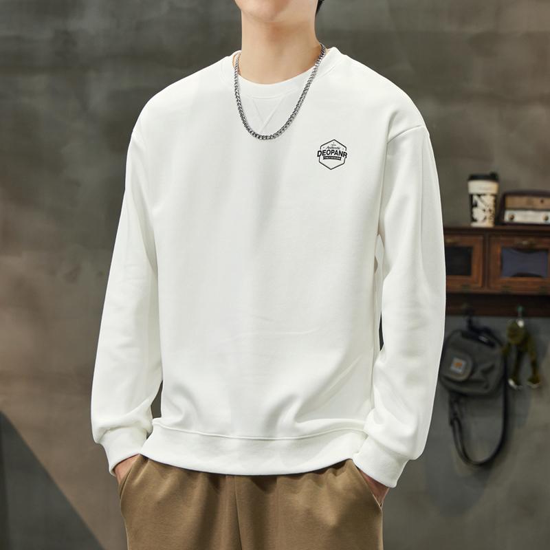 

Свитер с круглым вырезом мужской бархатный зимний утолщенный термопуловер американский простой легкий спелый модный топ M белый