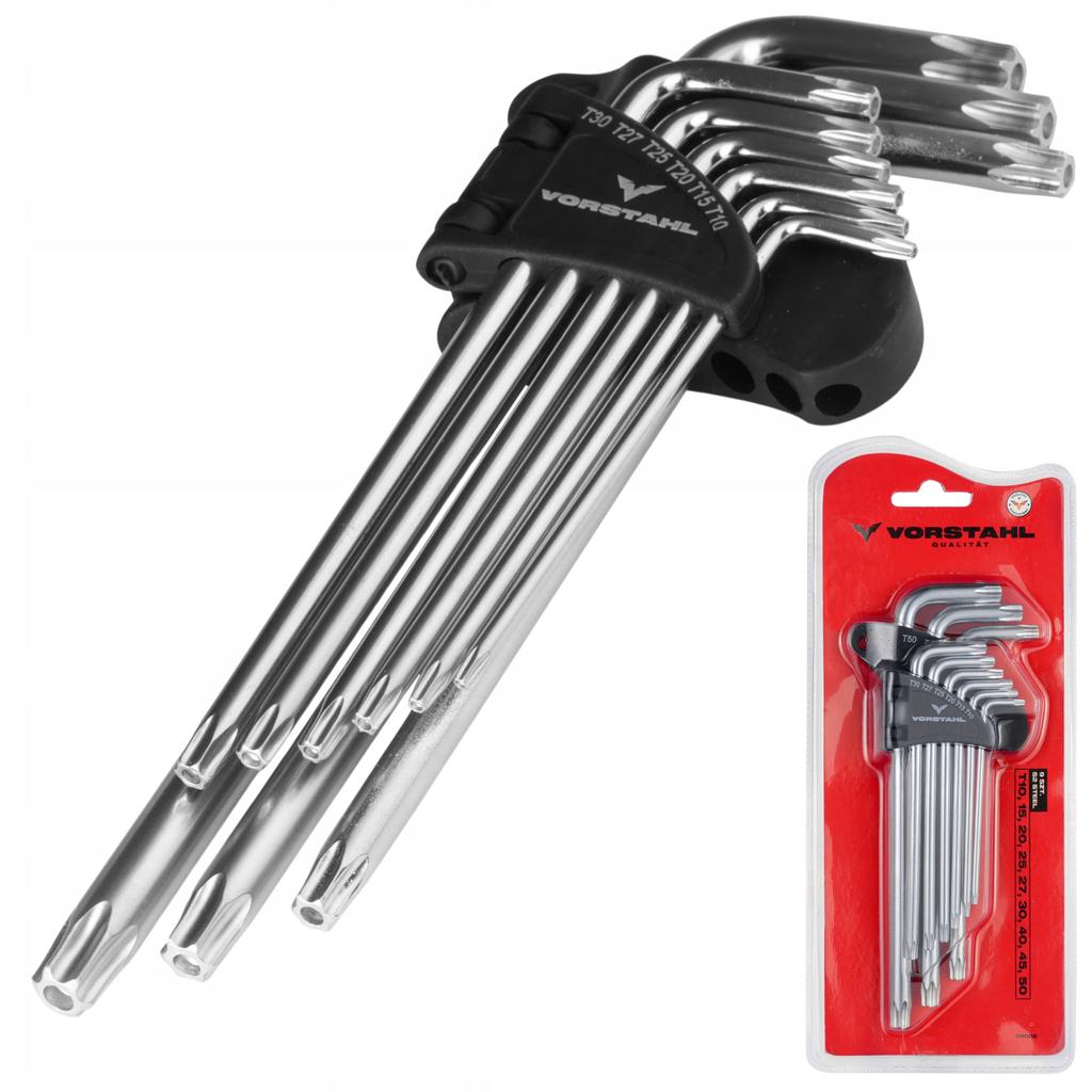Set of TORX KEYS Long Allen Keys 9 Pcs > T10 - T50mm < Vorstahl