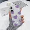Purple Love Heart Transparent Soft Phone Case Compatible With Apple Iphone Multiple Models