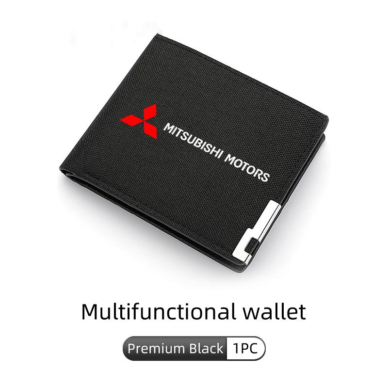 New Short Men Two -Fold Wallets Slim Card Holder For Mitsubishi Outlander Lancer L200 ASX Pajero Grandis Eclipse