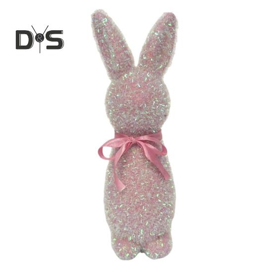 

Пасхальный кролик, украшение из пенопласта, отдельно стоящая фигурка кролика, блестящий флокированный кролик, украшение стола для домашнего камина, обеденного стола, пасхальный декор розовый