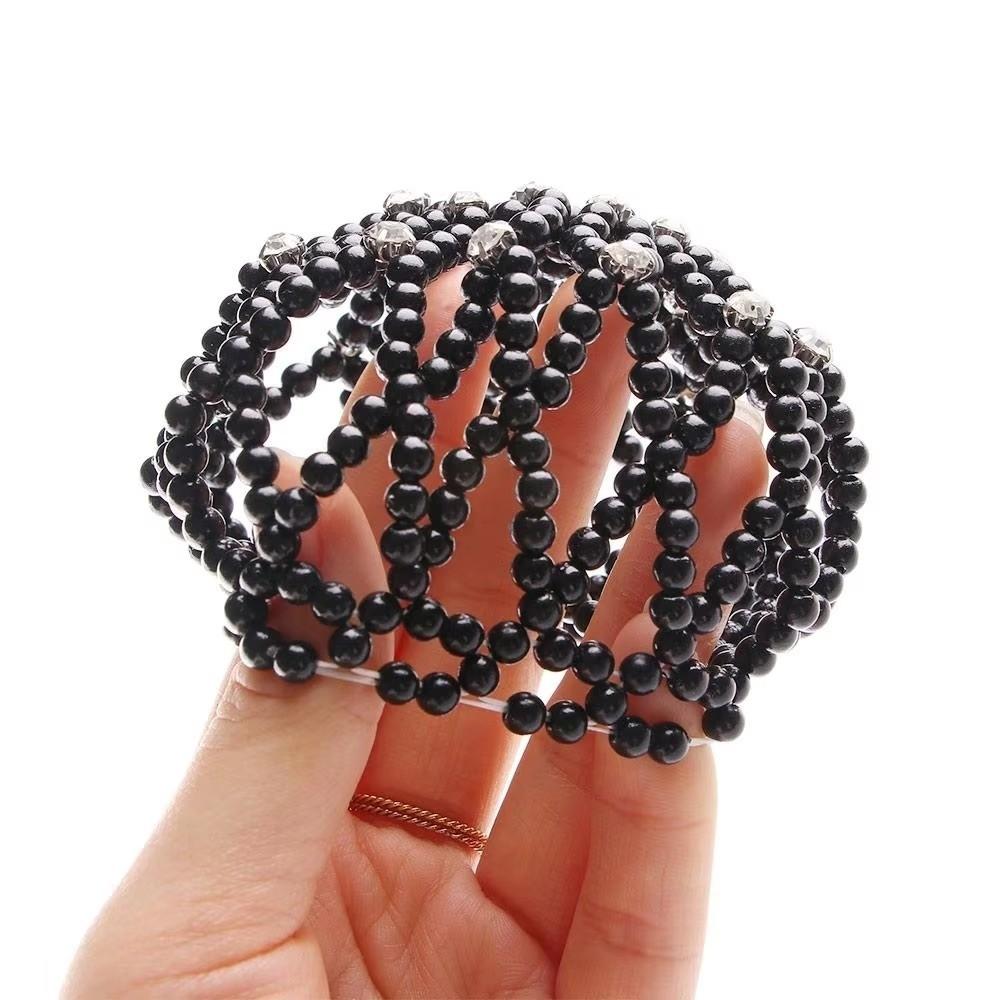 Korean Style Crochet Bun Net Elegant Pearl Fake Pearl Hair Nets Performance Wear