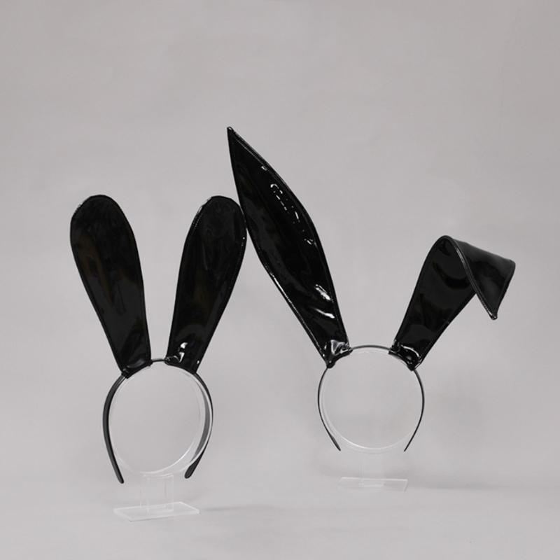 Leather Rabbit Ears Headband Handmade Sexy Bunny Ears Hairband Easter Halloween Cosplay Props Theme Hair Accessories