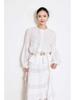 Spring 2026 French Linen Embroidery Shirt with Lantern Sleeves - Southern Style, Perfect for Vacation or Commuting
