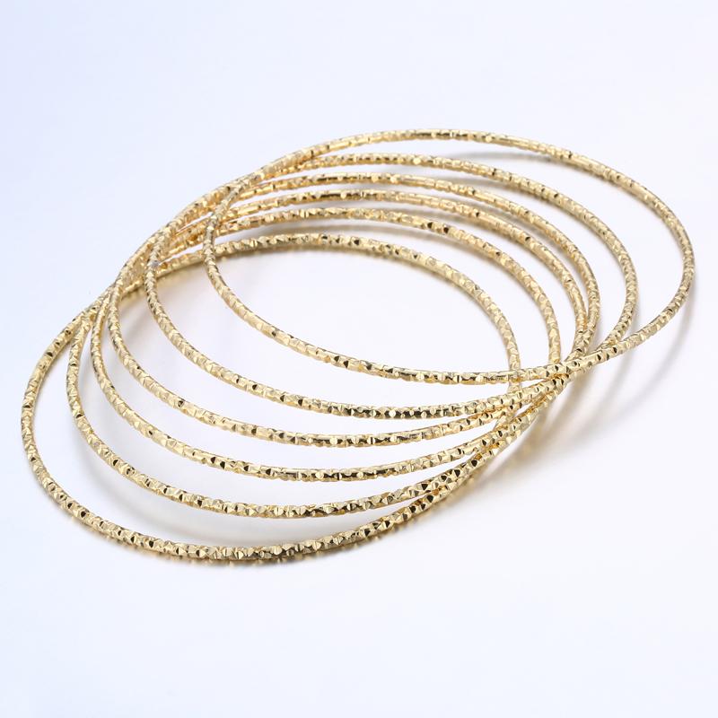 Gold Plated Women's Fashion Bangle Set 68cm Big Round Wire Bangles 18mm Thick Bangle Bracelets Female Accessories Party Gift