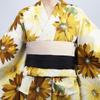 [TOuWA] Wrinkled Heiko Obi (Sash), Set of 2, Plain, Solid Color, for Adult Women's Yukata (Cream X Black)