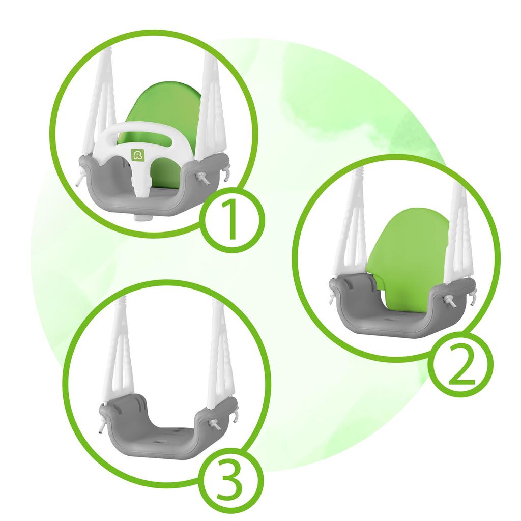 Ricokids 3-In-1 Elephant Bucket Swing, Gray And Green