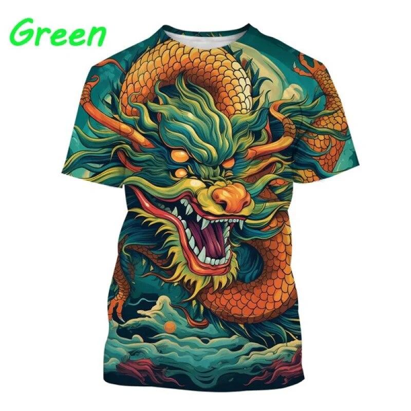 3D-Drachendruck Herrenmode Cooles T-Shirt Straße Hip-Hop Lustige Persönlichkeit Kurzarm-Oberteil