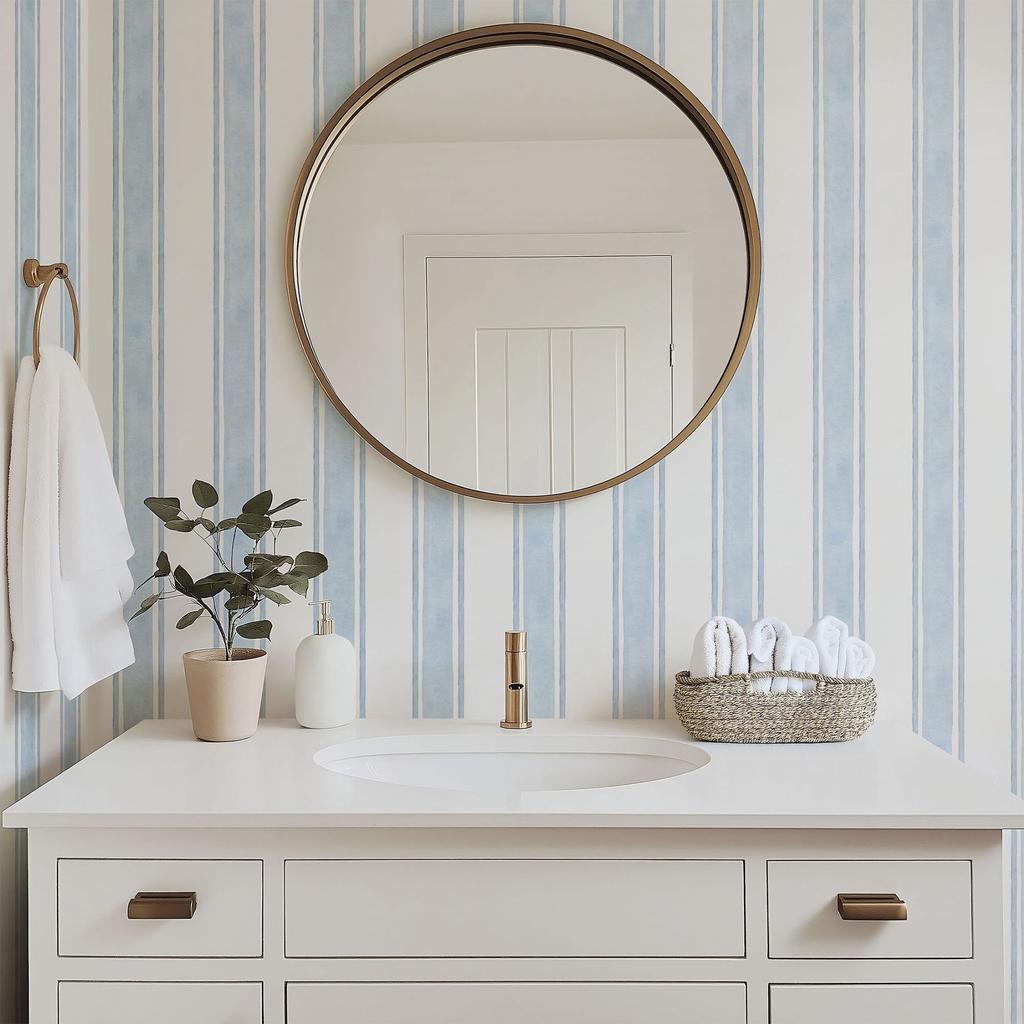 1pc Green Blue Herringbone Peel And Stick Wallpaper Self Adhesive Geometric Stripe Removable Contact Paper for Bathroom Decor