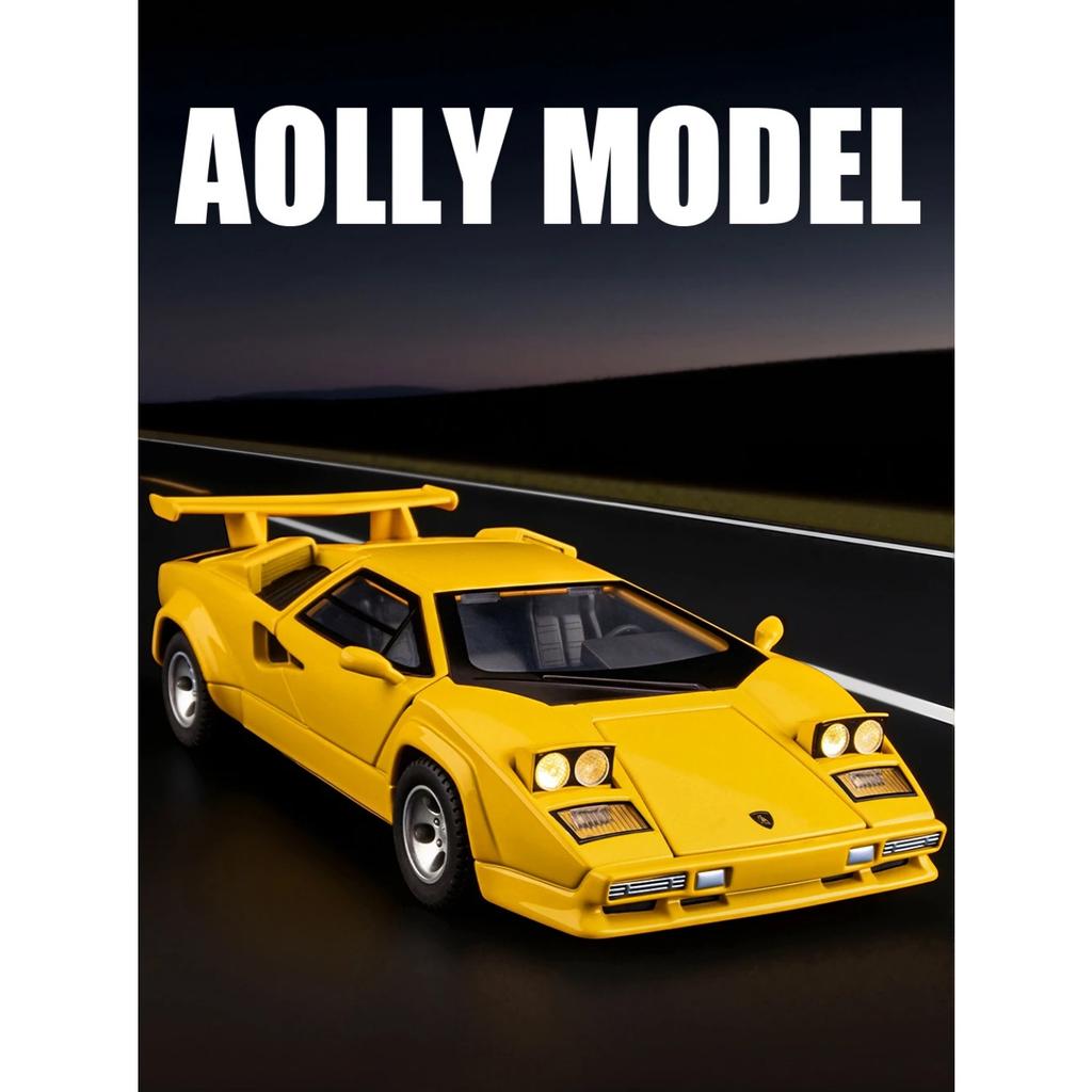 1/32 Lamborghini Countach LP500S Simulation Alloy Car Model Diecast Toys Children Toy Car Sound & Light Pull Back Birthday Gift