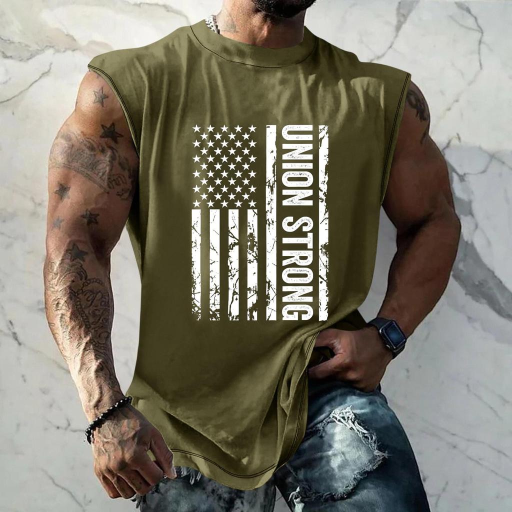 Men Sleeveless Tank Top Loose Fit Casual Workout Muscle Shirt Printed Graphic Design Lightweight Summer Athletic Vest