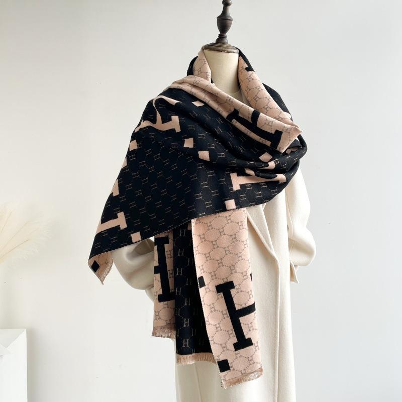 Warm Thick H Letter Imitation Cashmere Women Fashion Scarf For Autumn Winter