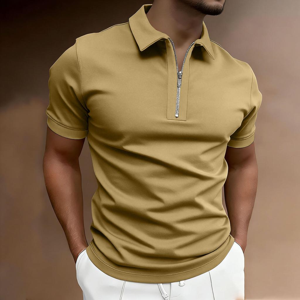 Men's Short-sleeved Button-down T-shirt