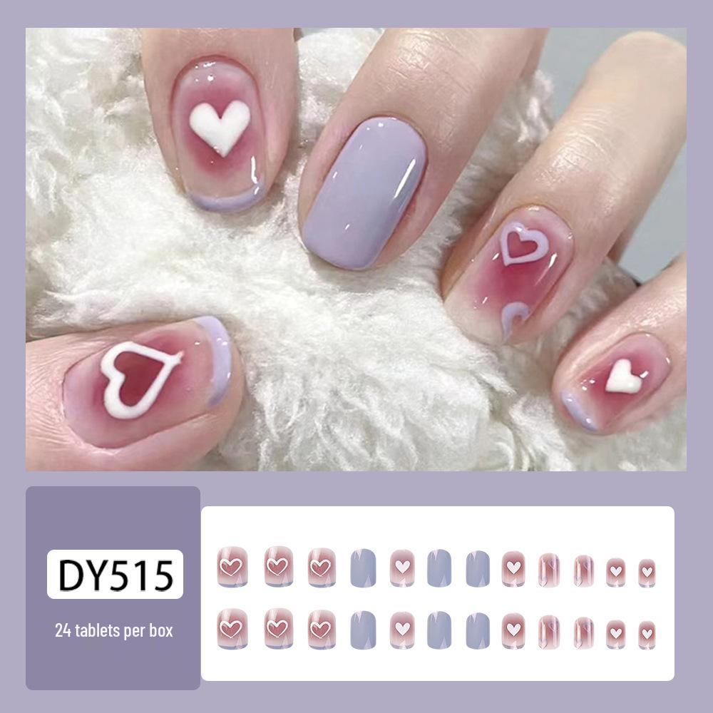 Spring & Summer Short Style White Nail Tip Stickers - Finished Product