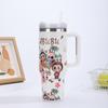 Cartoon 40oz Handle Car Cup 304 Stainless Steel Thermos Cup Outdoor Portable Straw Cup
