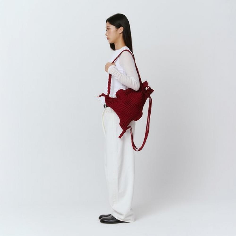 Pleatsmama Mochila Nova com Laço Bordô Glitter