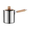304 Stainless Steel Deep Fryer with Wooden Handle and Filter Basket for Induction Cooker