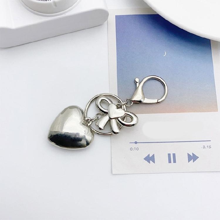 Cute Heart shaped Bag Charm Keychain Dainty Bowknot Keyring for Fashion Lovers
