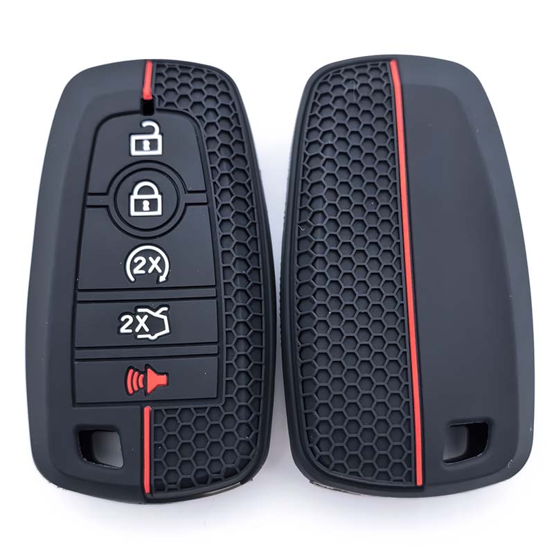 Shell For Ford Explorer Mustang Fusion Escape F150 F250 F350 F450 F550 Ford Raptor 5Buttons Silicone Leather Car Key Case Cover