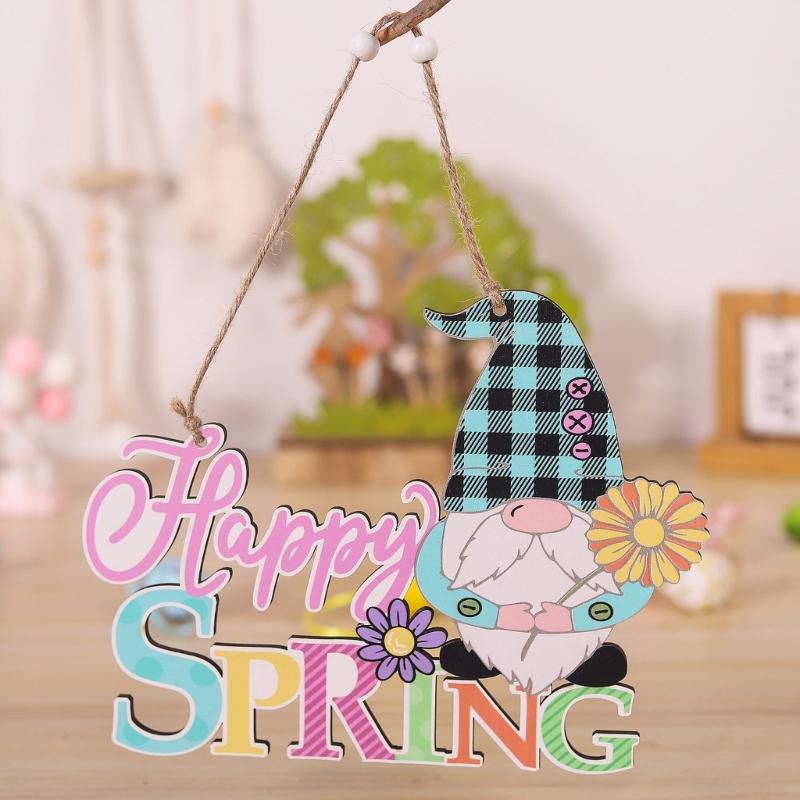 Easters Wood Hanging Sign Easters Wood Wreath Sign Happy Easters/Spring Door Sign Plaque for Front Door Wall Decors