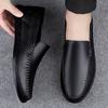 Black Cowhide Round Toe Breathable Leather Shoes for Men Fashion 2025 Classic Original Low Price Slip-on Man Casual Shoe On Sale