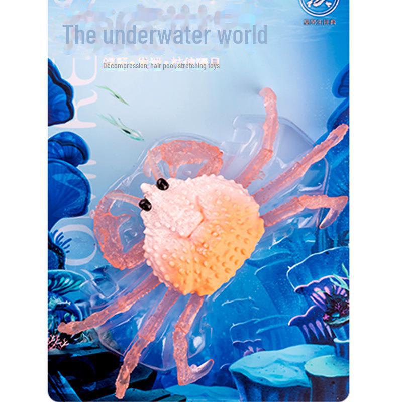 Underwater Marine Animal Stretchable Toys: Soft Gel Octopus & Crab Model for Kids