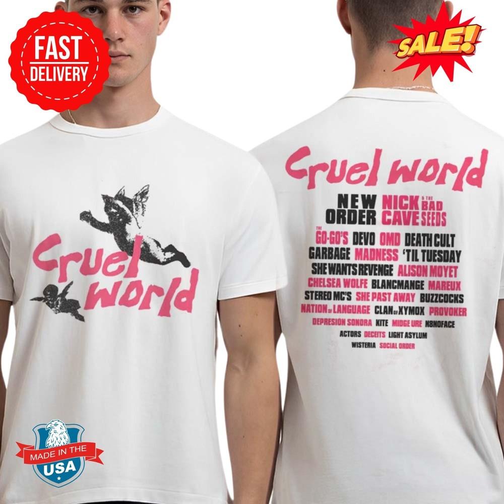 Cruel World Festival 2025 Cherubs Lineup Two Sided Print T-Shirt Unisex T-Shirt XXXXL