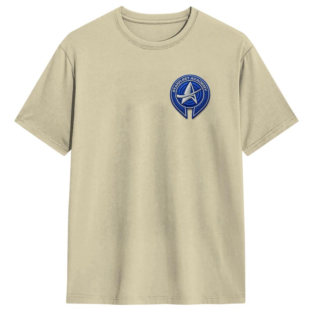 Men Stars Treks Starfleet Academy Badge T Shirt 100 Cotton Tops Casual Short Sleeve Round Collar Tee Shirt Printing TShirts