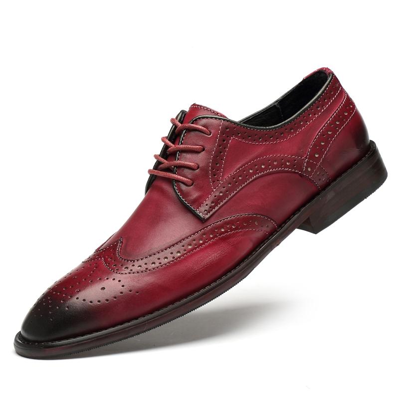 Mens Shoes Casual Luxury Derby Shoes Genuine Leather Business Brogue Shoes Pointed Toe Elegant Formal Shoes High Quality Oxford