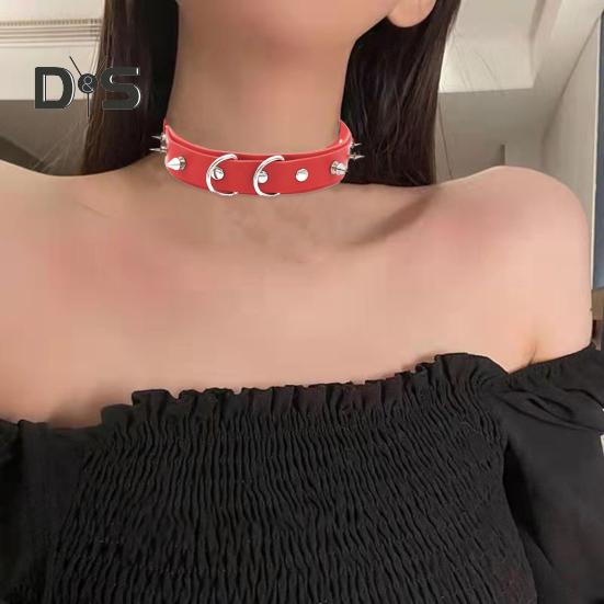 2Pcs/Set Rivet Necklace with Leash Adjustable Length Rivet Decor Collar Rope Set Couple Sexy Necklace Adult Erotic Products