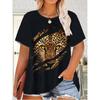 XL-7XL Plus Size Women's Men Cartoon Cat Casual 3D Print Loose V Neck Short Sleeved T-shirt Top